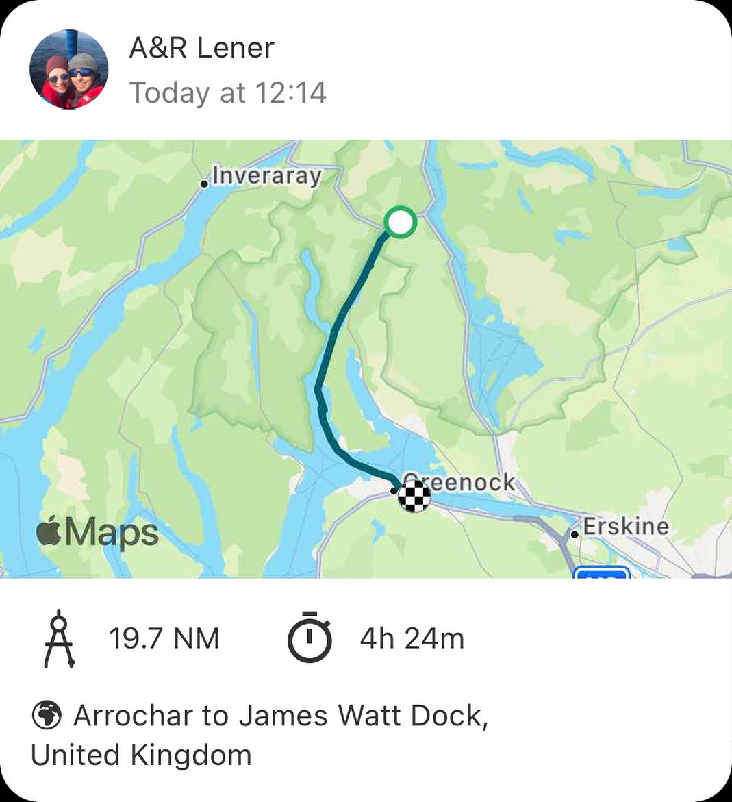 Arrochar to Greenock, James Watt Dock Marina. After a nice evening and BBQ in Arrochar we moved a bit south, it's rain and wind forecasted, so we fancy a bit window shopping in Glasgow over the weekend 😅🏴󠁧󠁢󠁳󠁣󠁴󠁿