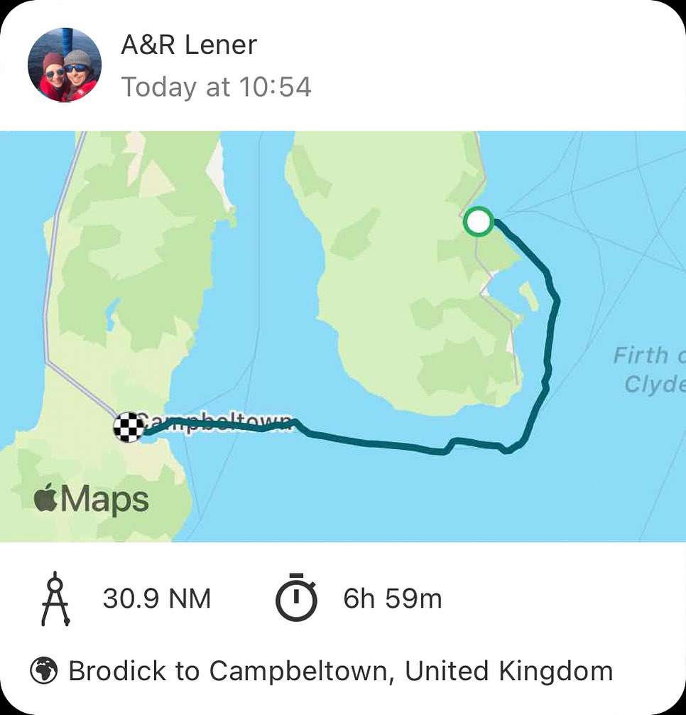 Brodick to Campbeltown. We have had every weather you can imagine in just 6 hours from no wind to strong winds, sun, cloudy and heavy rain. But we were awarded by hundreds of dolphins 🐬 chasing just 2 miles out of Campbeltown. That paid back a lot. #sailing #sail #segeln #segelnmachtglücklich #sailinginstagram #westerlyyachts #westerlyoceanlord