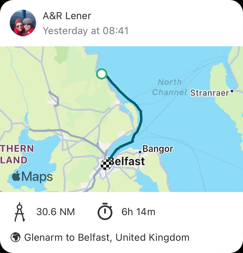 Glenarm to Belfast #sailingdreams #sailing #segeln #sailinglife #belfast #lovesailing #antrimcoast #belfastcity