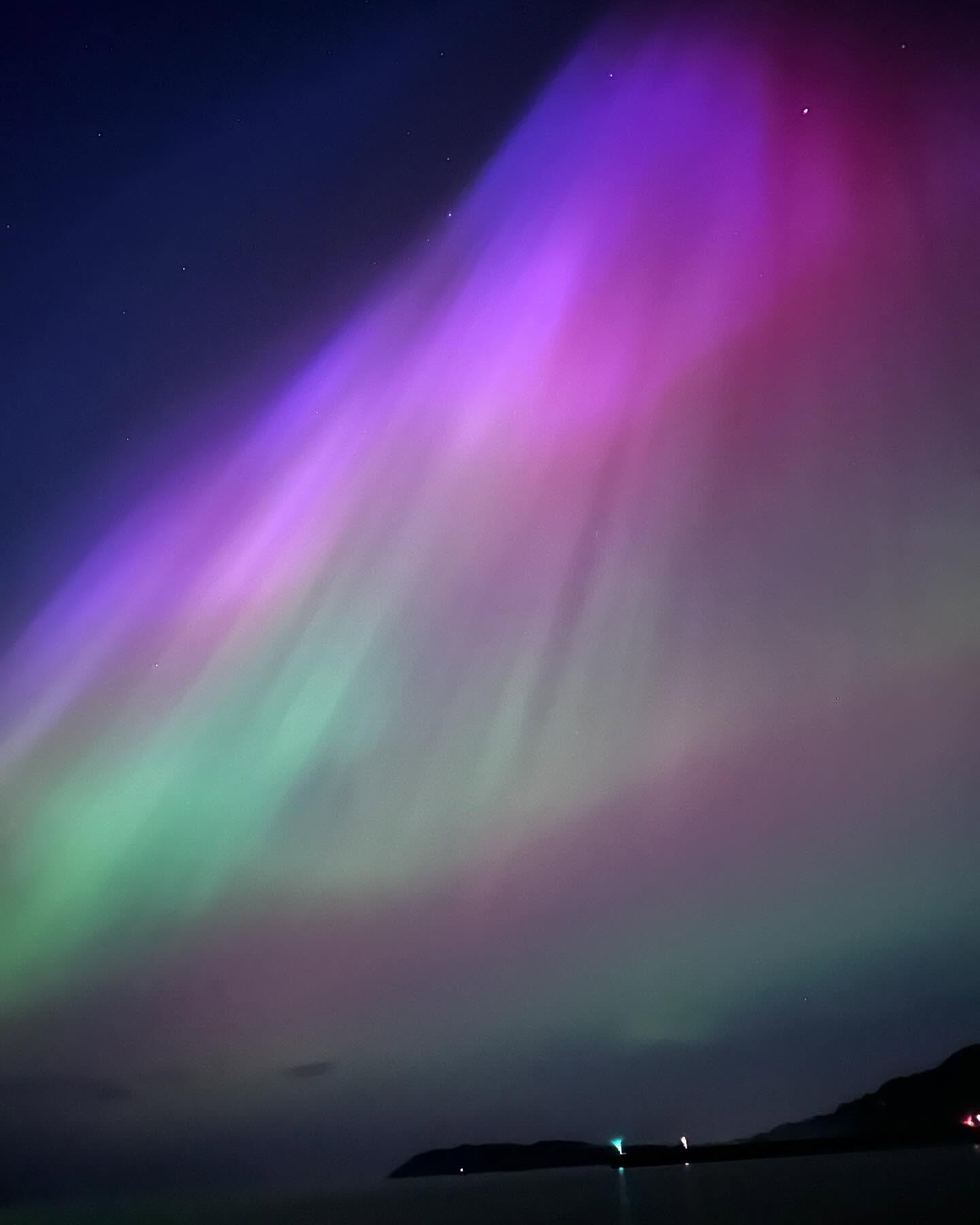 What a show tonight in front of our door! 😍 Aurora Borealis  . . . . #northernlights #aurora #auroraborealis #ramsey #isleofman #loveiom
