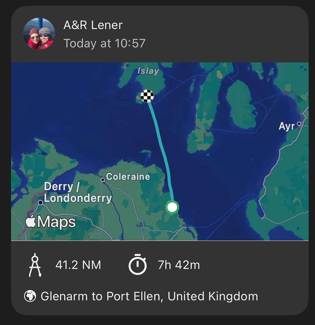 🌞 Beautiful Day for Our North Channel Crossing ⛵
Today was a beautiful day for our North Channel crossing from Glenarm to Islay, Port Ellen Bay. Not much wind, so it was mostly motor sailing, but we enjoyed the sunny day and a lovely evening at anchor. 🐬⛵
#portellen #islay #scotland #sailinglife #adventureawaits #liveaboard #sailingcouple #boatlife #catonboard #irishsea #westscotland #sailinglagertha #westerlyyachts #westerlyoceanlord #segeln