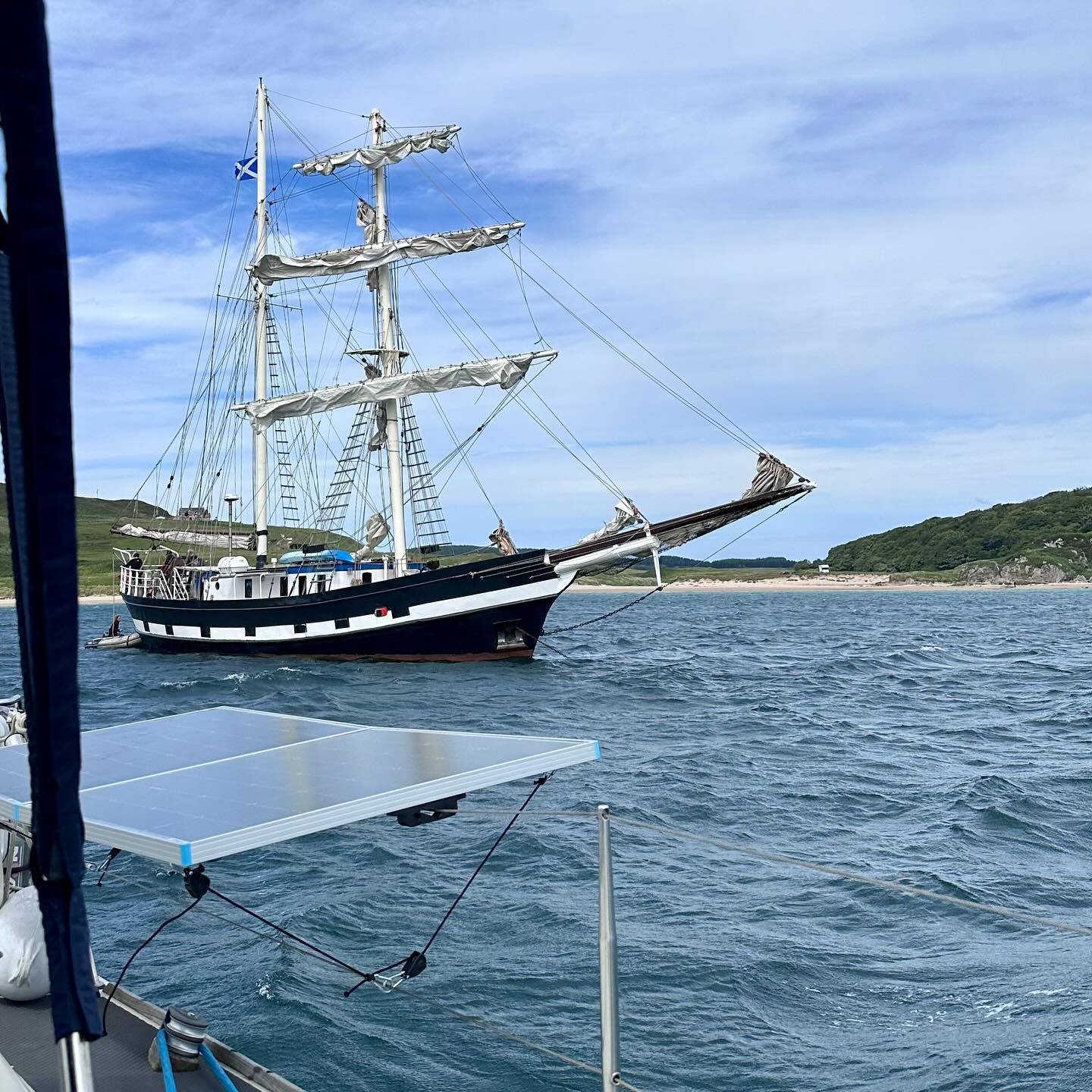 🌬️ Stormy Day at Anchor 🌊
While snuggled up in our bunks, the wind began to howl, reaching gusts over 30 knots. We stayed vigilant with our #vespercortex anchor watch system. To our starboard side, we had a massive 64m super yacht, and in front of us, a twin-masted French brigantine tall ship dragged its anchor, drifting close to our port side. Thankfully, the tall ship's crew kept the situation under control.
We filled the morning with anchor watch duties, and the afternoon was spent working in our bumpy boat office. Just another day of balancing work and adventure on the sea! 🌊💻
#sailinglife #remotework #digitalnomad #itconsulting #softwaredevelopment #adventureawaits #workfromanywhere #boatlife #sailingcouple #scotland #westscotland #sailinglagertha #westerlyyachts #westerlyoceanlord #segeln #sailingcat #sailingcats