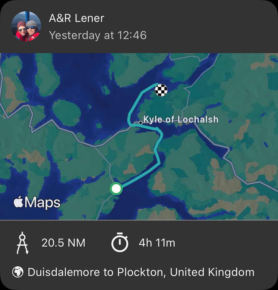 ⛵ Isle Ornsay to Plockton 🌦️
We had a downwind sail from Isle Ornsay to Plockton with some gusty winds. Navigating through the adventurous Kyle Rhea, we hit speeds up to 10 knots and dealt with some tricky overfalls and eddies. Our mainsail outhaul jammed right after, but we managed a quick fix. It was rather sunny until just before the Skye Bridge, when the rain started pouring.
#sailinglife #isleornsay #plockton #downwindsailing #kylerhea #adventure #skyebridge #boatlife #sailingcouple #scotland #westscotland #sailinglagertha #westerlyyachts #westerlyoceanlord #segeln