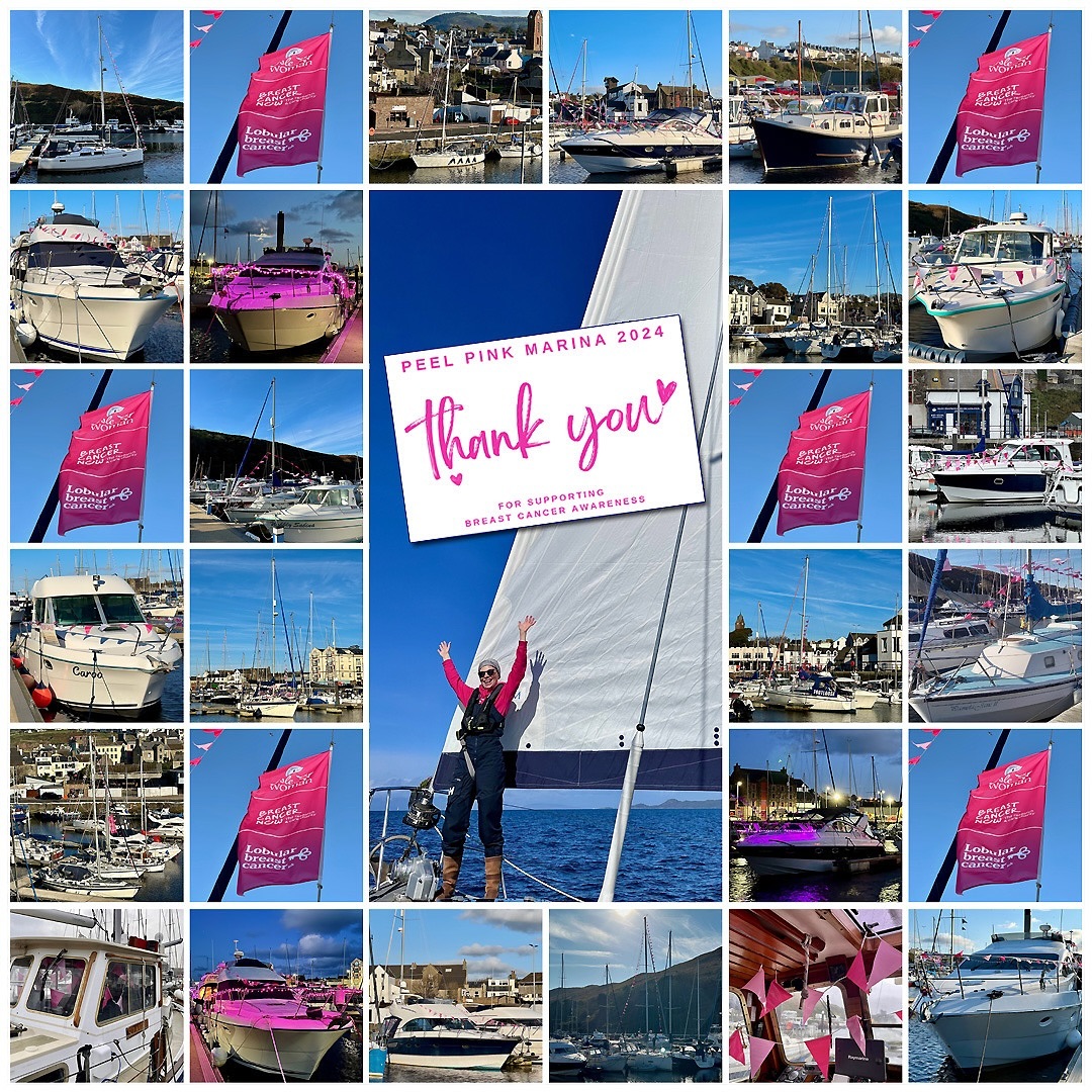 A huge thank you to the amazing boat owners at Peel Marina for putting up pink bunting to raise awareness for breast cancer!  🎀⛵  It's a powerful reminder that there's life with and after breast cancer. So, go sailing, enjoy the sea, stay active, and remember - check those boobs! Be open to help, support each other, and let's make waves of hope together!  🌊💖  We are raising money for Lobular Breast Cancer UK! 💖  If you can support us here: https://www.justgiving.com/page/andrea-lbcuk . . . #CheckThoseBoobs #BreastCancerAwareness #LifeAfterCancer #StayActive #PeelMarina #SailStrong #LobularBreastCancer #isleofman #loveiom #peel