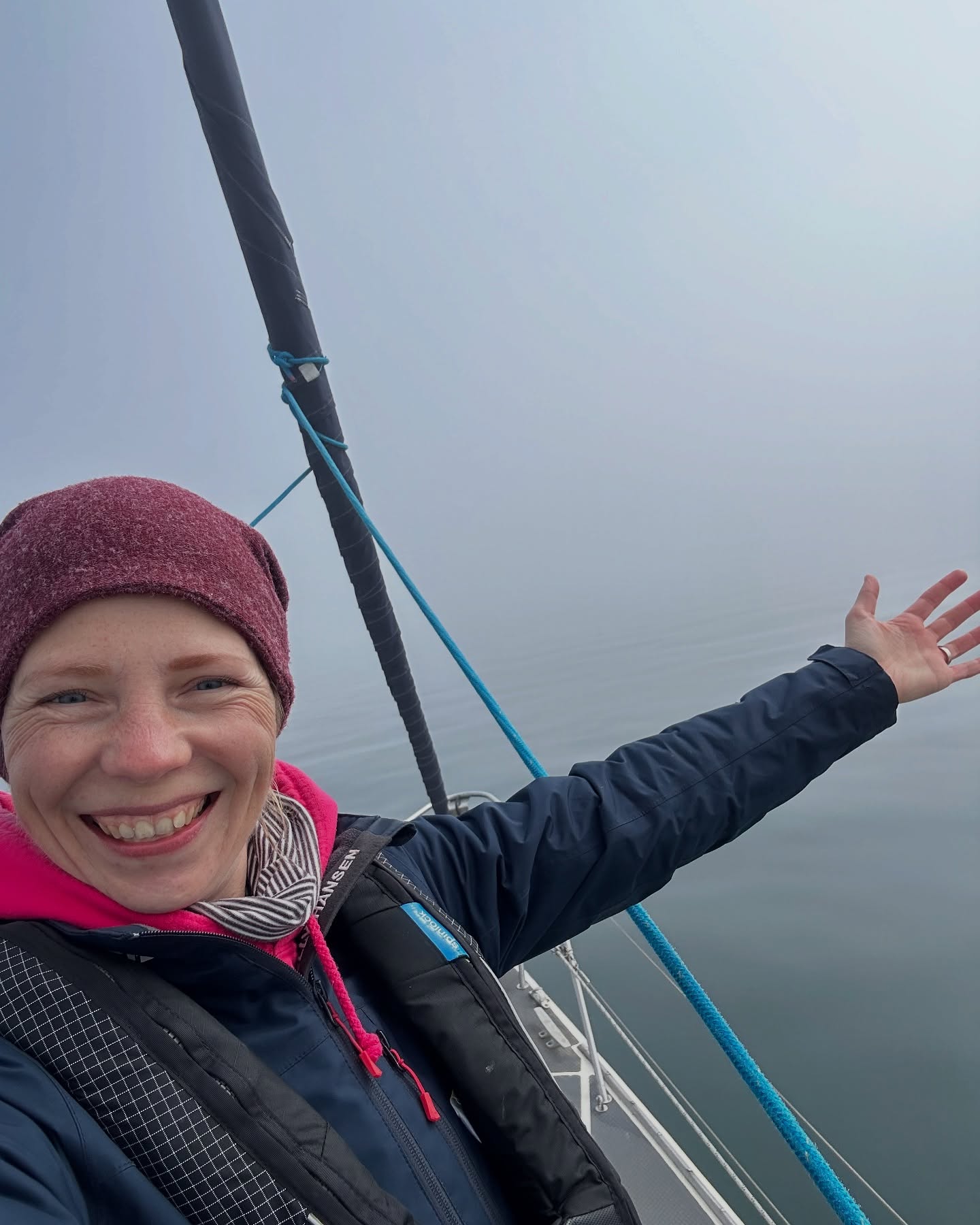 Porth Dinllean to St Tudwal's Island (Lunch stop) and finally to Pwllheli! Left the lovely anchorage at Porth Dinllaen and set course for Pwllheli, where Lagertha's getting new rigging. Although the sun was out, we saw nearly nothing, thick fog all the way. 😶‍🌫️🌞
Bardsey Sound was a proper test! Known for ripping tides, overfalls, and wild currents. Made even more exciting by near-zero visibility but luckily nearly no wind and a rather calm sea. The radar got a workout, and the boat turned sharply more than once as the very strong tidal streams took hold. Definitely kept us on our toes! 💨🌊 Our planning was right, we wouldn't like to be there in unfavourable conditions. 
Had to keep a sharp lookout for lobster pots, too. Hard to spot when you're sailing in a cloud. 🦞
Just before we arrived at St Tudwal's Island for our lunch stop, the fog cleared and the sun came out in full. Beautiful sunny day to anchor and breathe before timing the tide into Pwllheli Marina. Great sailing day and adventurers. 
#SailingLife #BardseySound #FoggyPassage #RadarTest #pwllhelibound #sailinglagertha #westerlyoceanlord #sailingyacht #uksailing #adventurelife #sailing #sailingboat #instasailing #sailinginstagram #boatlife #boatlifestyle #boat #sailors #liveaboardlife #sailinstagram #sailincouple  #explorers #travelcouple #cruising #wanderlust #vitaminsea #travel #floatinghome #oceanlife
