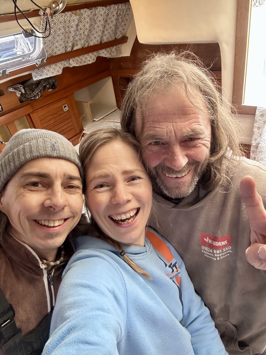 Franky, Andrea and Rob in the cabin during the galley refurbishment