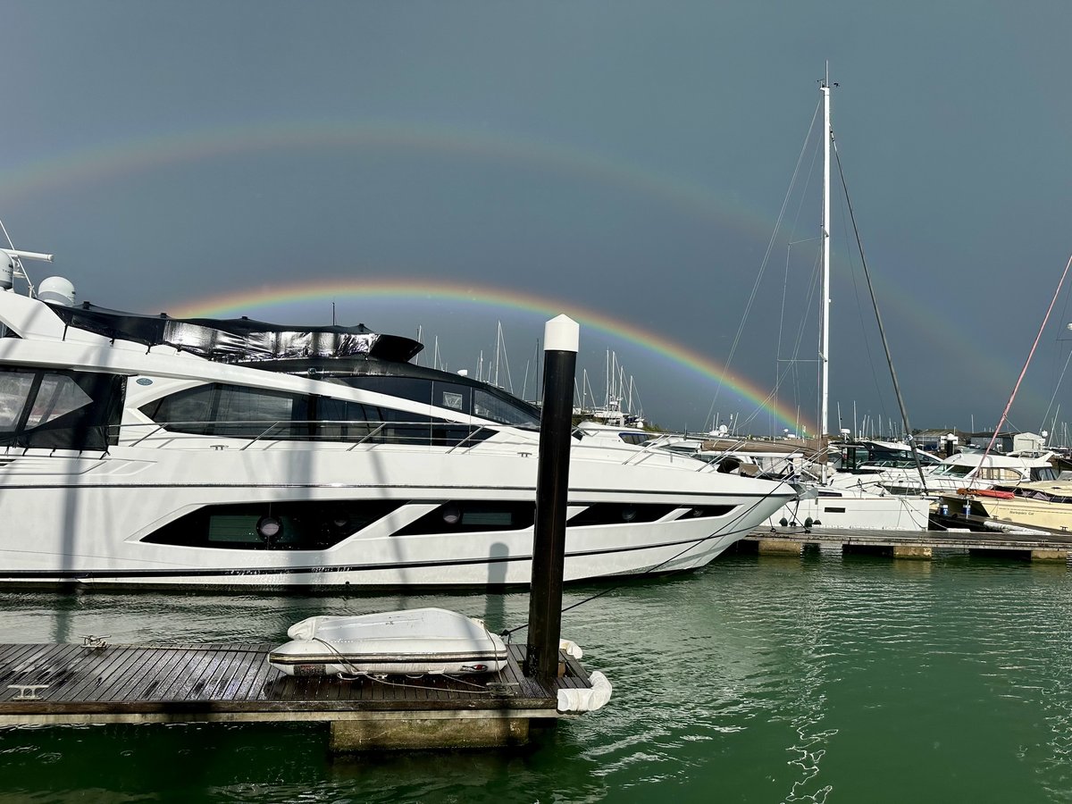 Double rainbow over Pwllheli Marina after a rain shower