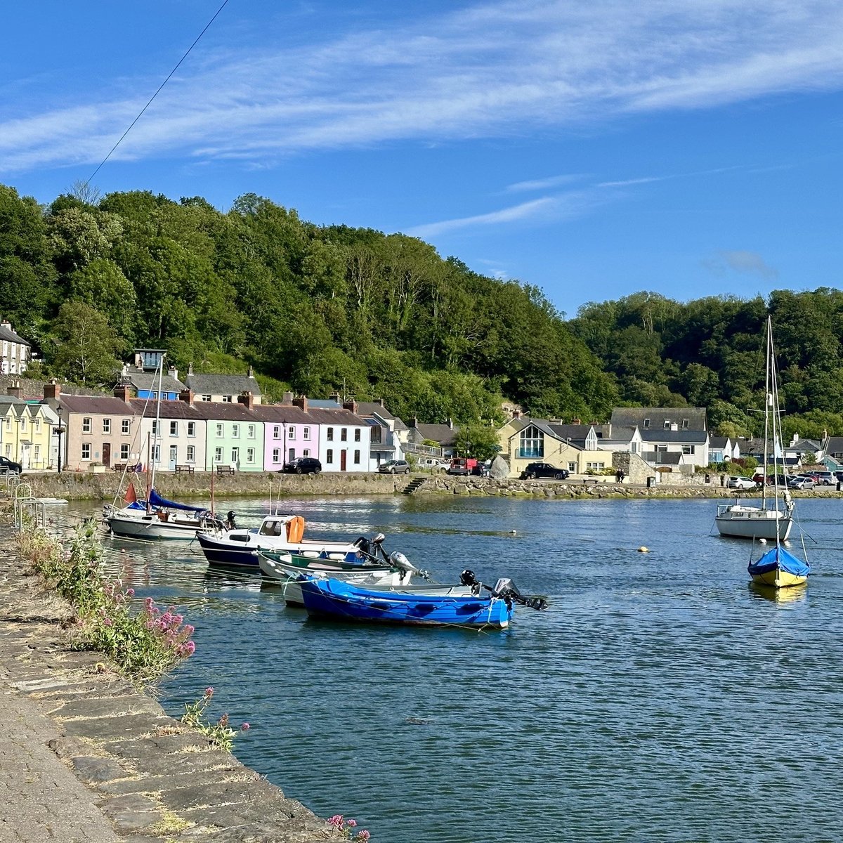 Fishguard Lower Town - colourful terraced houses along the harbour
