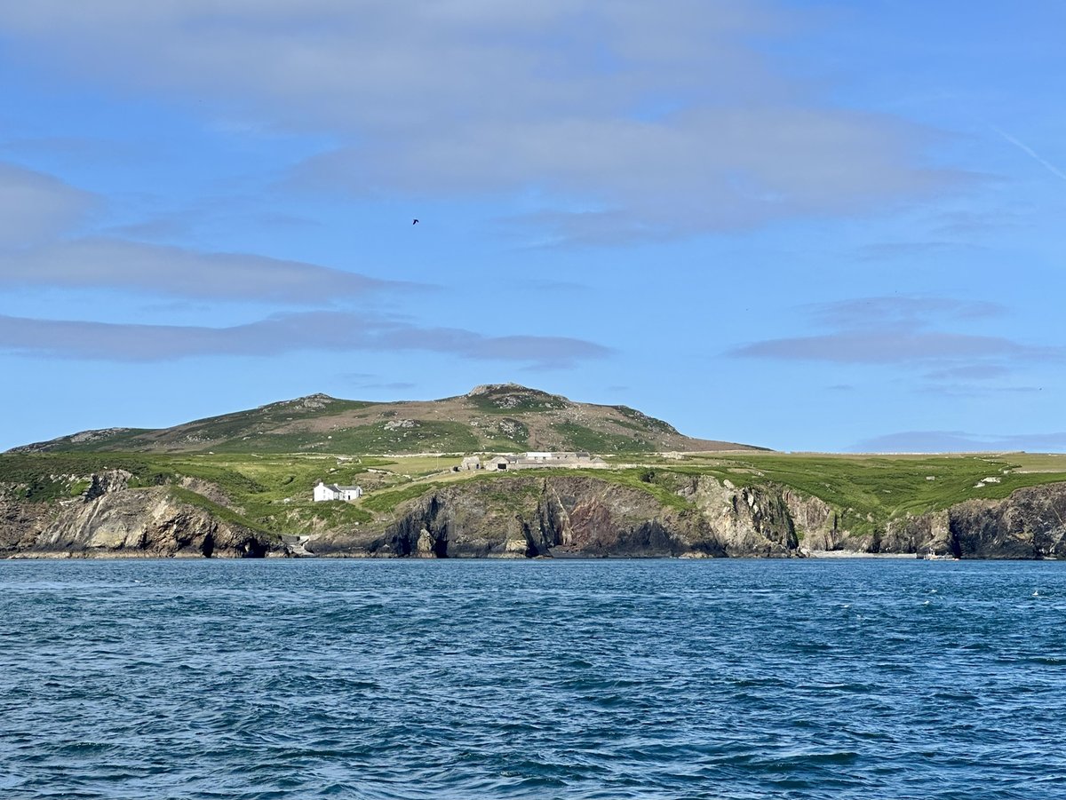 Ramsey Island - rocky outcrop rising from deep blue sea
