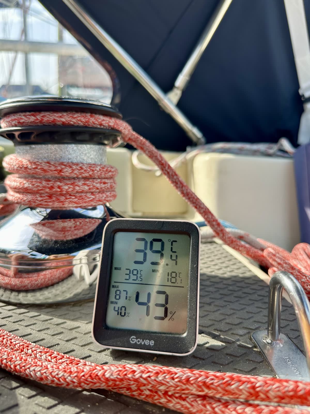 39.5 degrees on deck