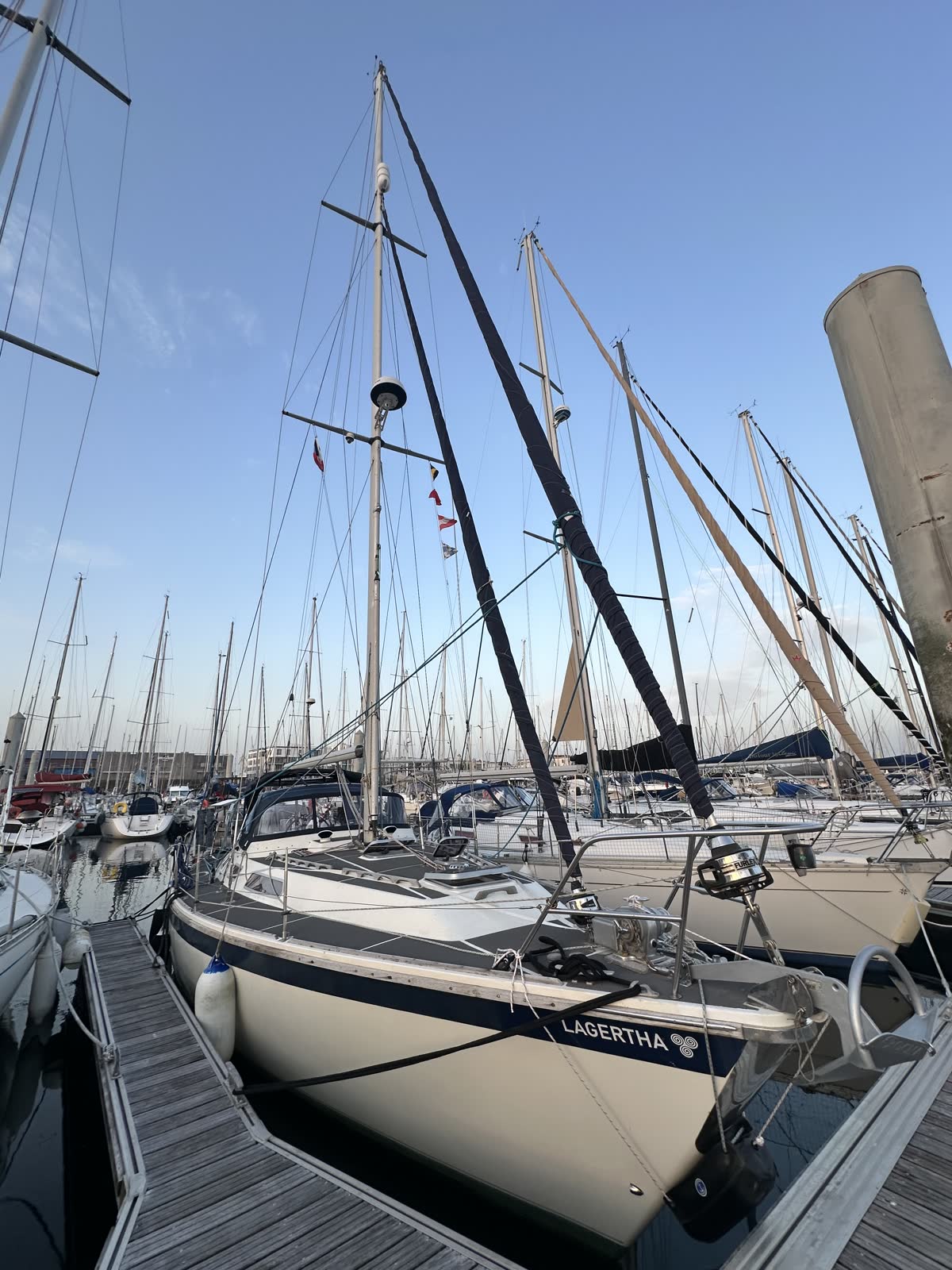 Lagertha at her berth in Brest Marina
