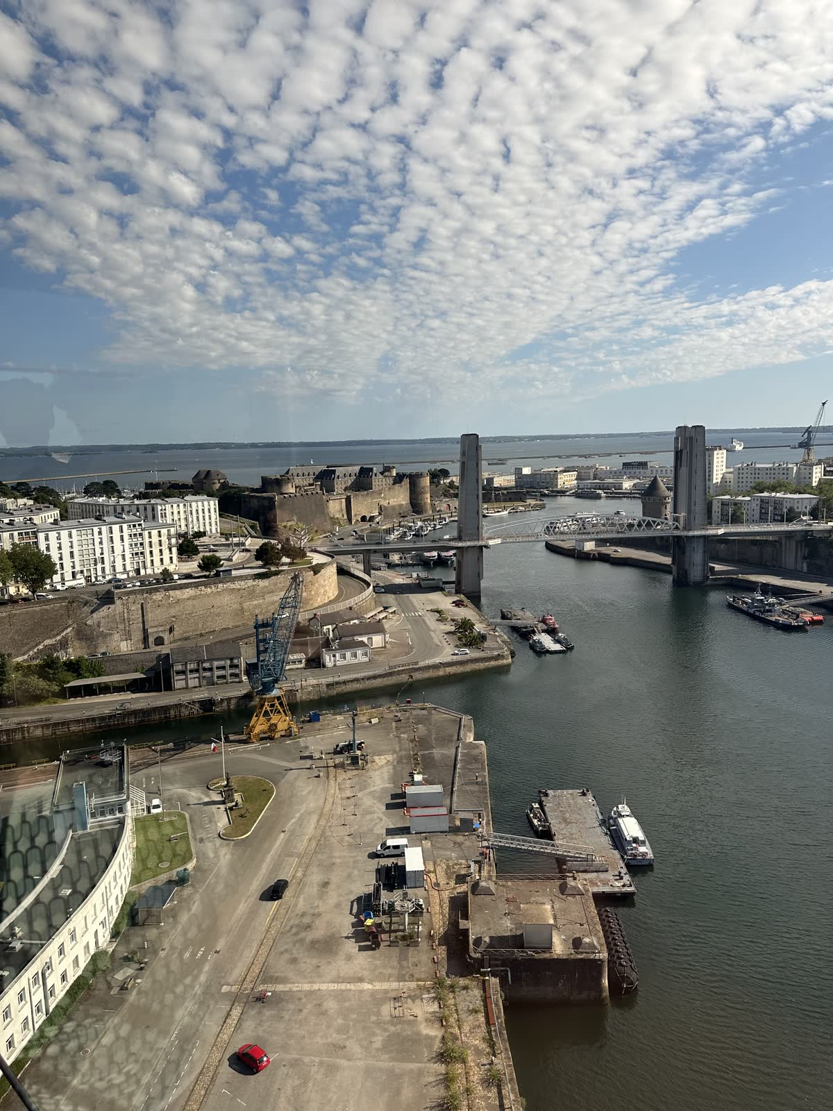 Aerial view of Brest harbour from the cable car