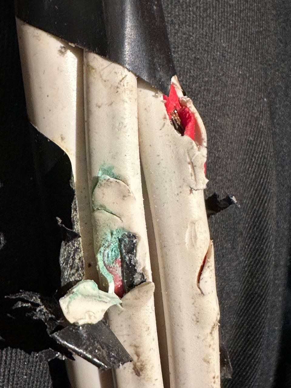 Severely corroded cable - the kind of thing we found throughout the old system